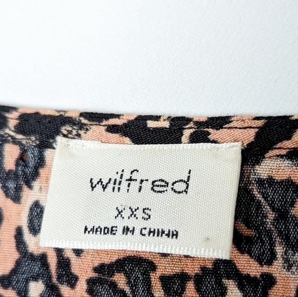 WILFRED New Gallery Dress Midi Long Sleeve Leopard Animal Print XXS Aritzia - Picture 14 of 16